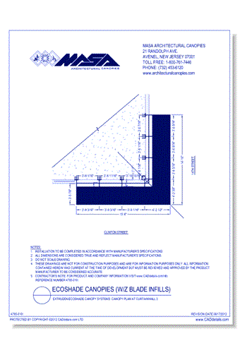 Extrudek/Ecoshade Canopy Systems: Canopy Plan at Curtainwall 3