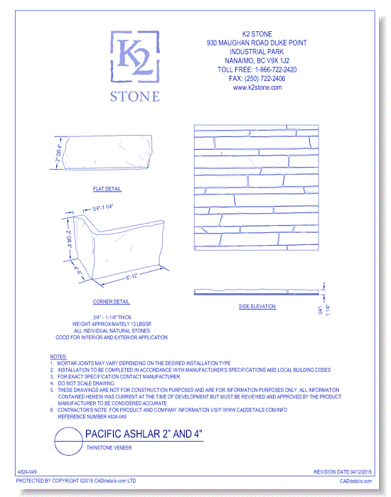 Thinstone Veneer: Pacific Ashlar 2" and 4 "