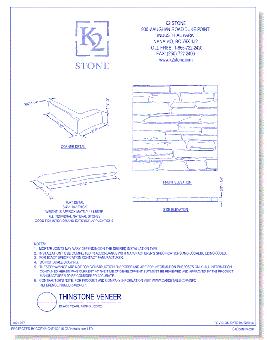 Thinstone Veneer: Black Pearl Micro Ledge