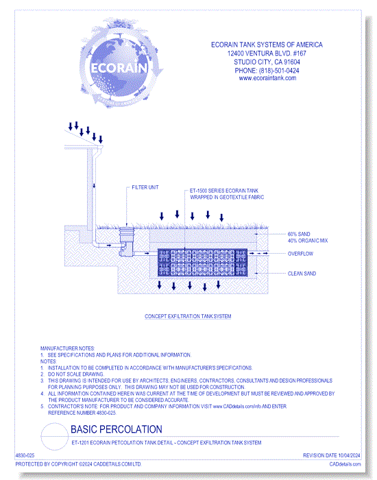 ET-1201 Eco-Rain Percolation Tank Detail - Concept Exfiltration Tank System