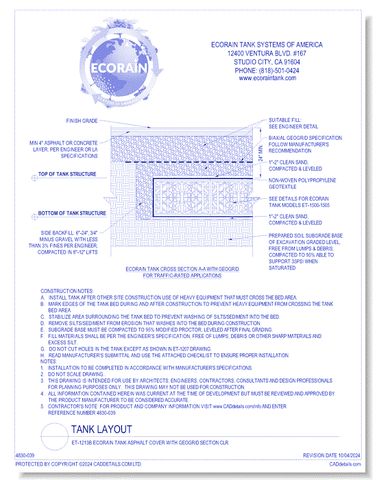 ET-1213B EcoRain™ Tank Asphalt Cover with Geogrid Section CLR