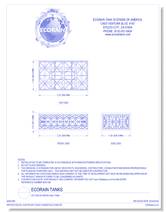 ET-1500 EcoRain™ Half Tank