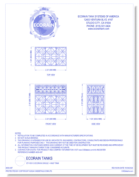 ET-1501.5 EcoRain™ Single + Half Tank