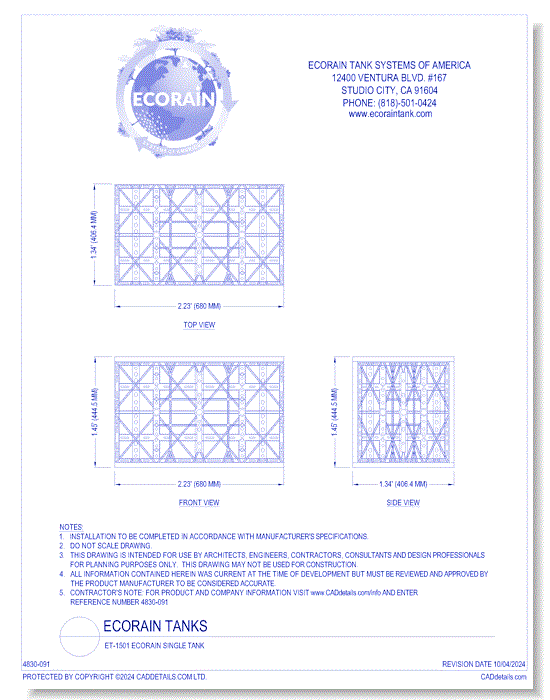 ET-1501 EcoRain™ Single Tank