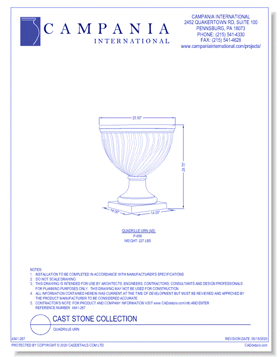 Cast Stone Collection: Quadrille Urn