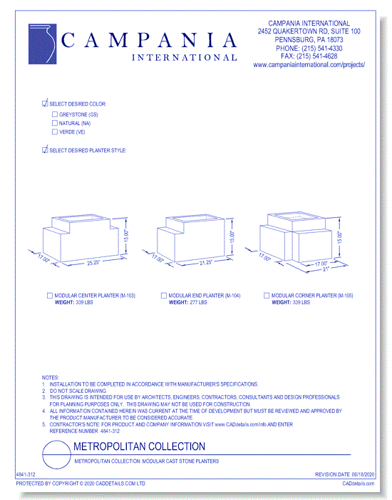 Cast Stone Collection: Modular Cast Stone Planters