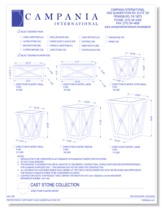 Cast Stone Collection: Directoire Planter Series