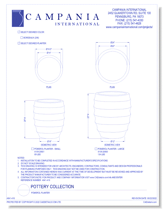 Pottery Collection: Pomerol Planter