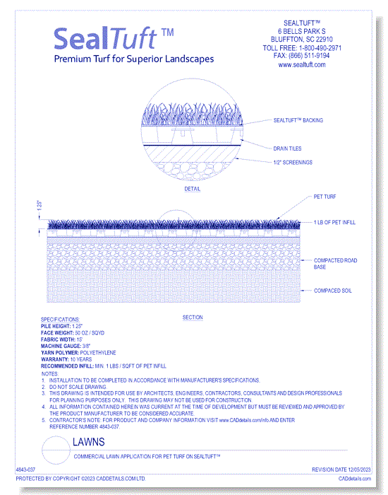 Commercial Lawn Application for Pet Turf on SealTuft™