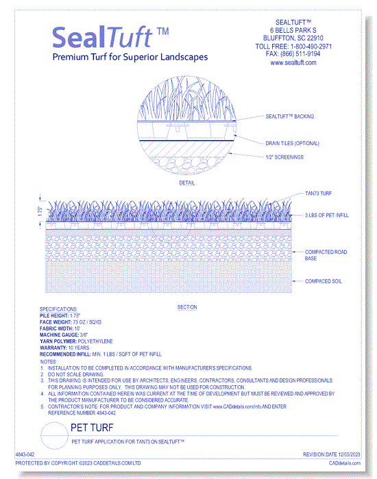 Pet Turf Application for Tan73 on SealTuft™