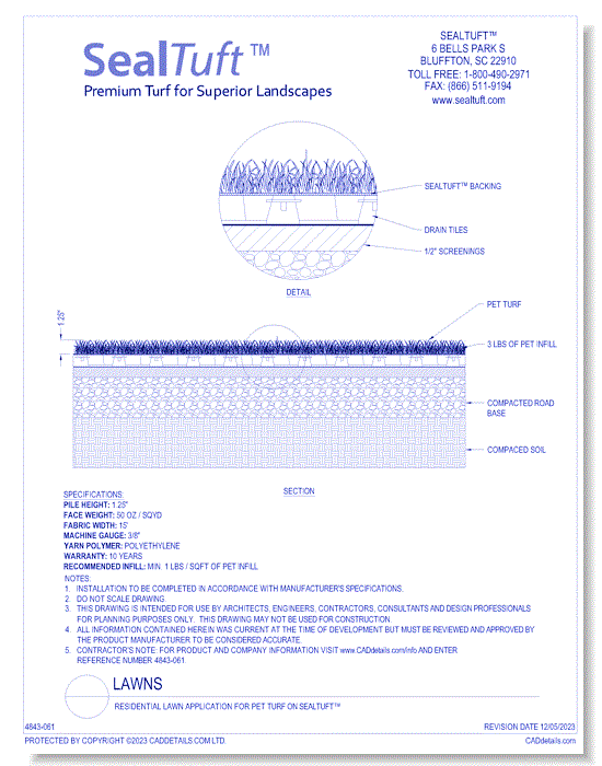 Residential Lawn Application for Pet Turf on SealTuft™