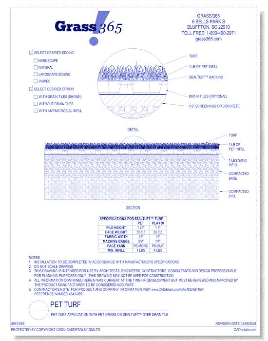 Pet Turf Application with Pet Grass on SealTuft™ Over Drain Tile