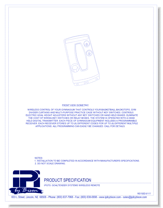 IPGTS: GoalTender Systems Wireless Remote