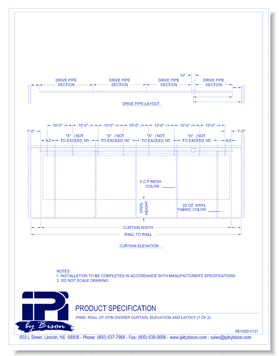 IP880: Roll Up Gym Divider Curtain