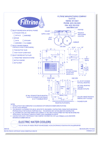 Electric Water Coolers: FCC-107-16-HL-VP Vandal Proof Non-Recessed, High/Low Drinking Fountain with Chiller/Purifier