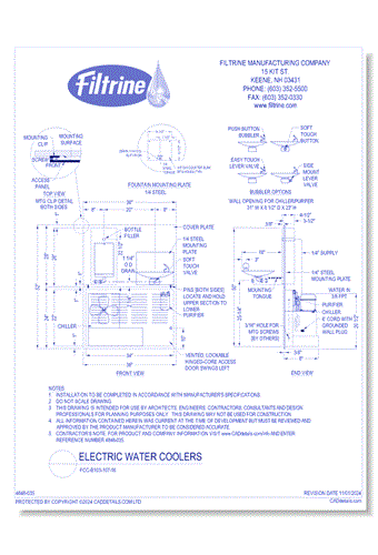 Electric Water Coolers: FCC-B103-107-16 FILLING STATION and Drinking Fountain with Chiller/Purifier