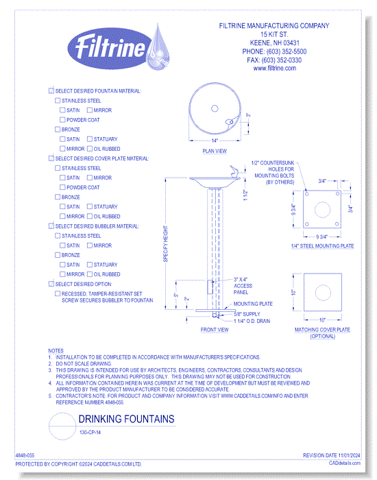 Drinking Fountains: 130-CP-14 Pedestal Drinking Fountain