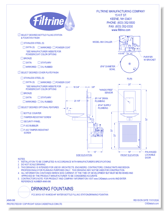 Bottle Filling Stations: FCC-B103-107-16-MOD-HF “Hands Free” Water Bottle Filling Station/Drinking Fountain