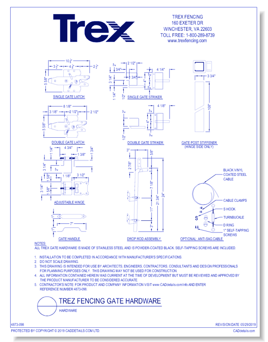 Trex Fencing Gate Hardware
