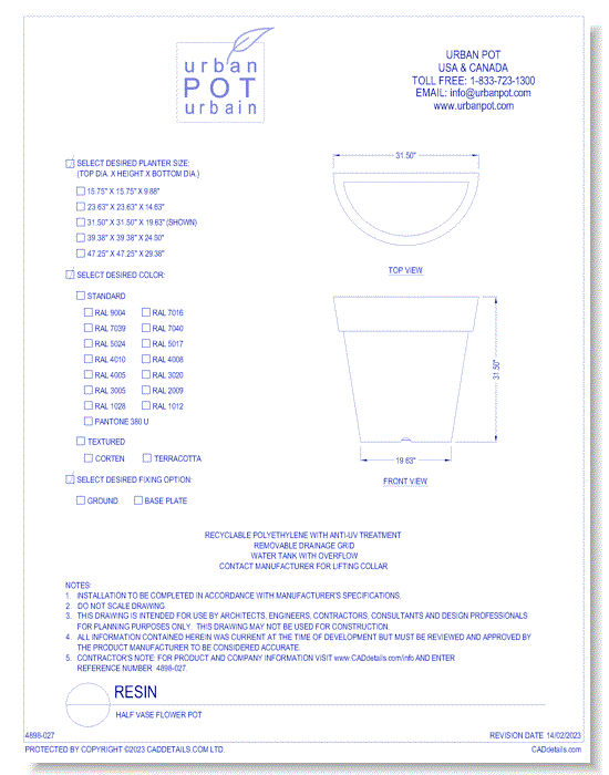 Half Vase Flower Pot