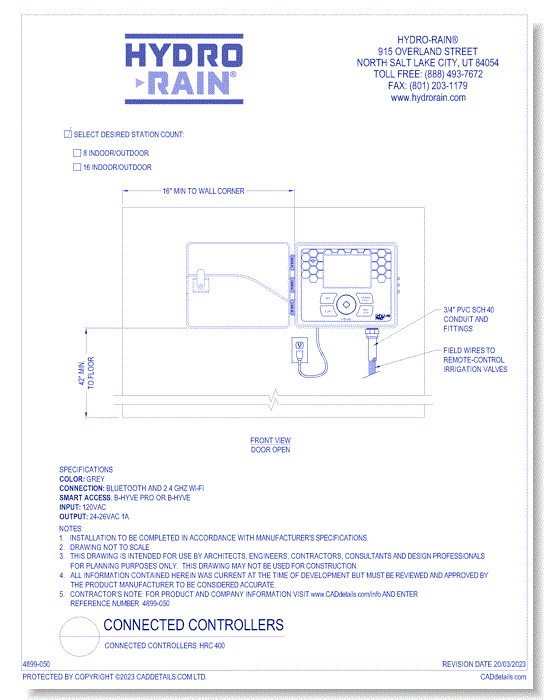 Connected Controllers HRC 400 HydroRain CADdetails
