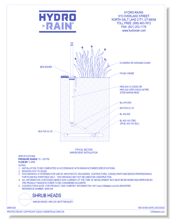 Shrub Heads: HRS 200 (Bottom Inlet)