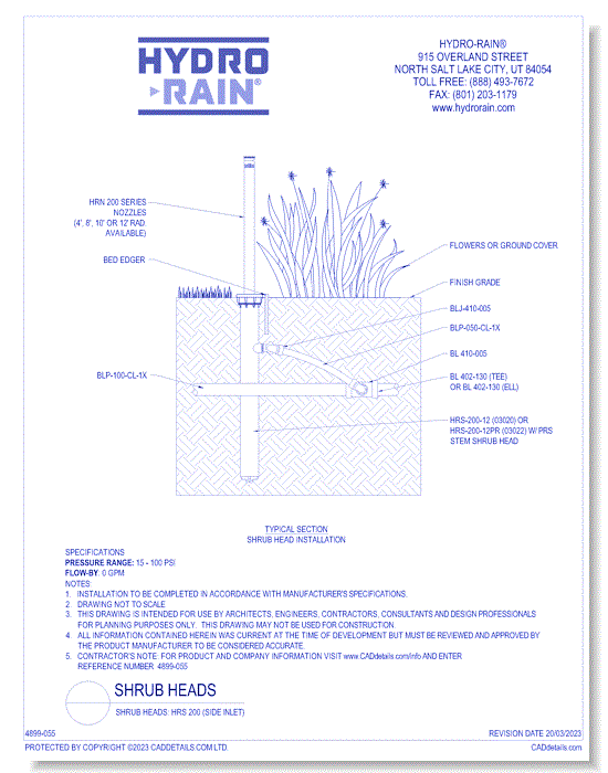 Shrub Heads: HRS 200 (Side Inlet) 