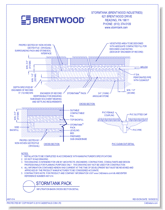 StormTank Pack: Infiltration Basin Cross-Section Detail