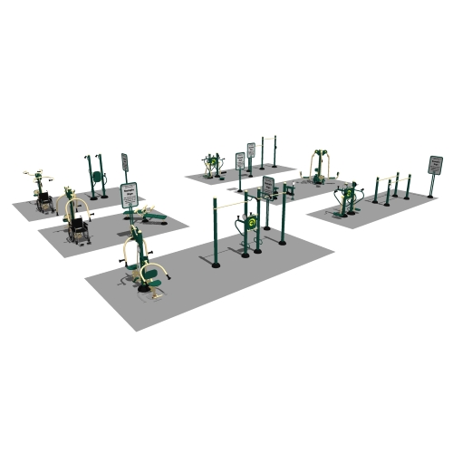 CAD Drawings BIM Models Greenfields Outdoor Fitness Trail Package 1