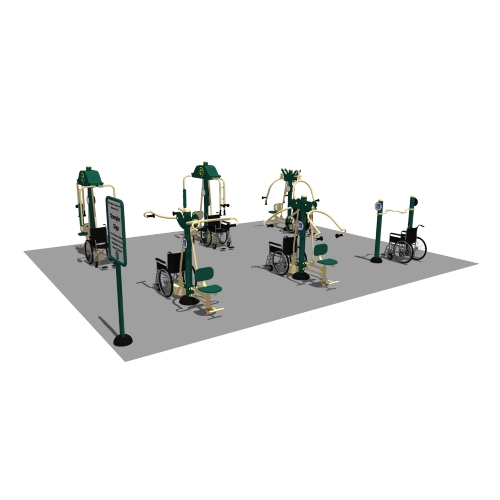 CAD Drawings BIM Models Greenfields Outdoor Fitness Small Signature Accessible Package 1