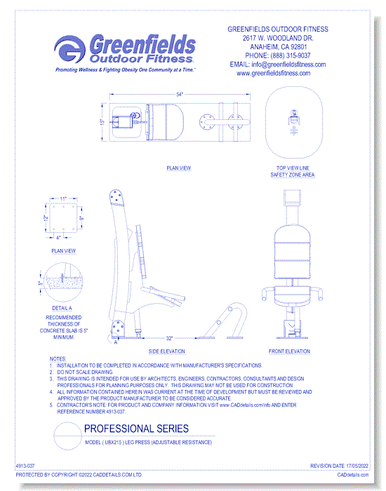 Professional Series: Model ( UBX215 ) Leg Press (Adjustable Resistance)