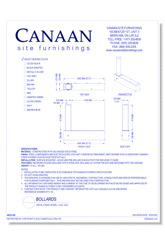 Bollard: Metal Finish, Model ( CAO-022 )