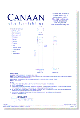 Bollard: Steel Finish, Model ( CAO-030 )
