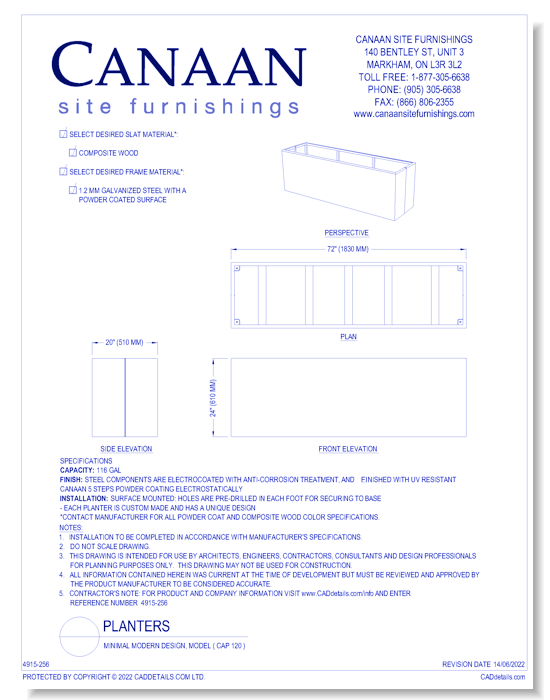 Planter: Minimal Modern Design, Model ( CAP 120 )