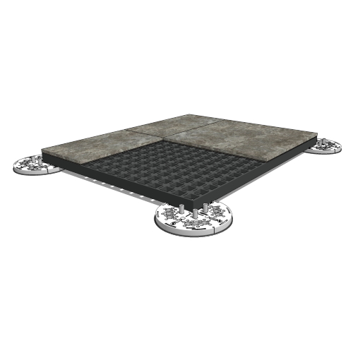 elePHOOT®: PK31–interlocked structural floor over bearing surface on pedestal plate for trowel bond thin-gauged stone tile