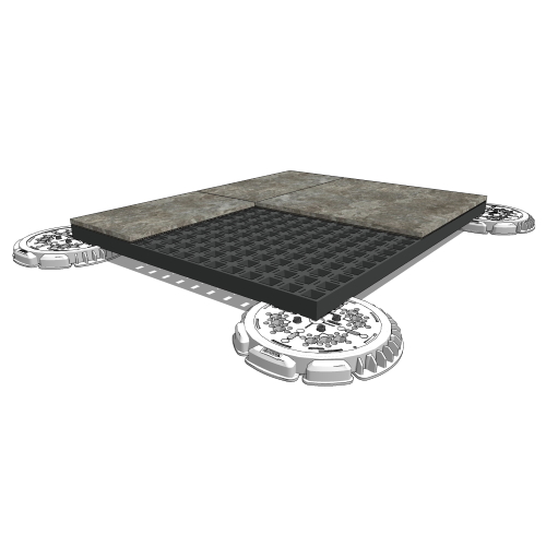 elePHOOT®: PK34–high-wind attached structural floor over bearing surface on pedestal plate for trowel bond thin-gauged stone tile
