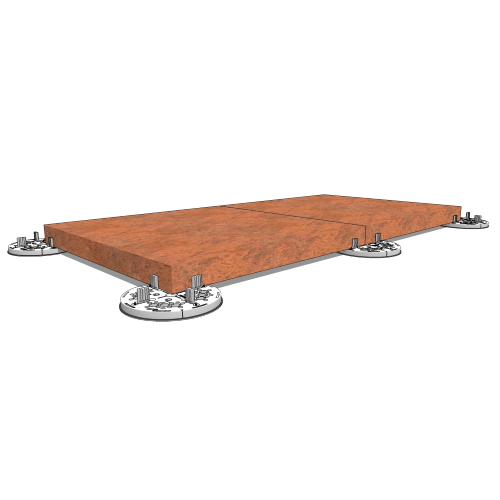 elePHOOT®: PK60–tab spaced architectural slab paver on fixed height pedestal plate over rigid bearing