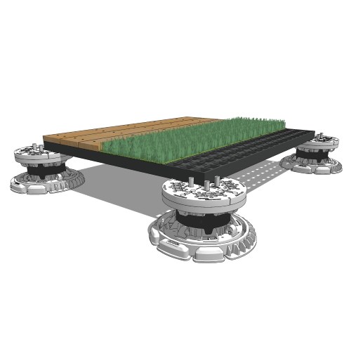 elePHOOT®: PK40-1/2"-24"– high leveled structural access floor on pedestal of varied heights over waterproofing with other screw fixed surface finish