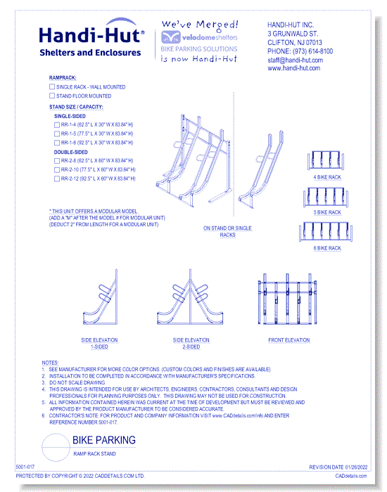 Bike Parking Ramp Rack Stand Handi Hut Inc. CADdetails