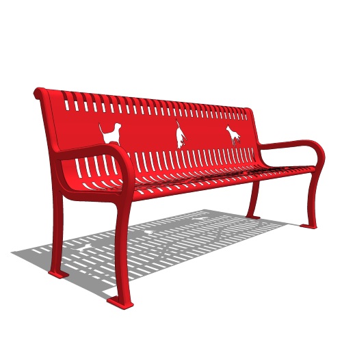 Gyms For Dogs™ - DL-DB3D-6 : Doggie Bench w/ Arms - Exclusive Signature Series Three Dog Design - 6' Surface Mount