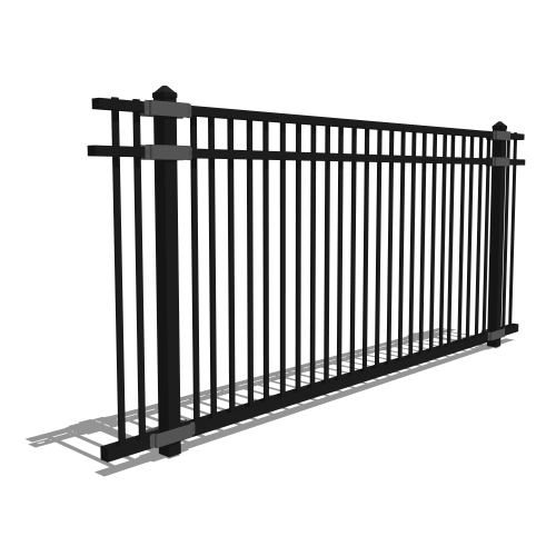 Gyms For Dogs™ - Doggie DVR Series Fence - Decorative Vertical Rail / Architectural Style Dog Park Fence - Black Framed Fence with Post and Hardware