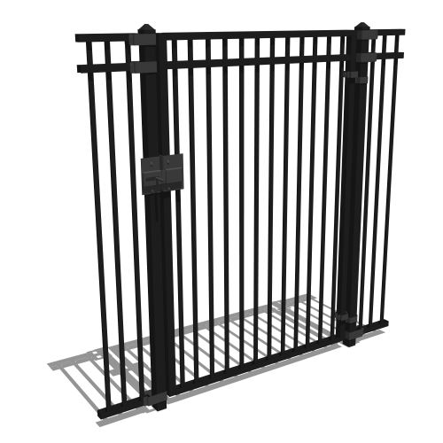 Gyms For Dogs™ - Doggie DVR Series Fence - Decorative Vertical Rail / Architectural Style Dog Park Fence - Entrance Gate with Self-Close Hinge and Latch