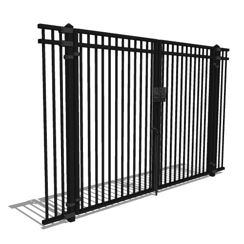 Gyms For Dogs™ - Doggie DVR Series Fence - Decorative Vertical Rail / Architectural Style Dog Park Fence - Service Gate with Self-Close Hinge and Latch