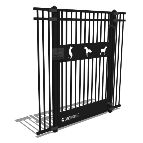 Gyms For Dogs™ - Doggie DVR Series Fence - Decorative Vertical Rail / Architectural Style Dog Park Fence - Doggie Entrance Gate with Self-Close Hinge and Latch