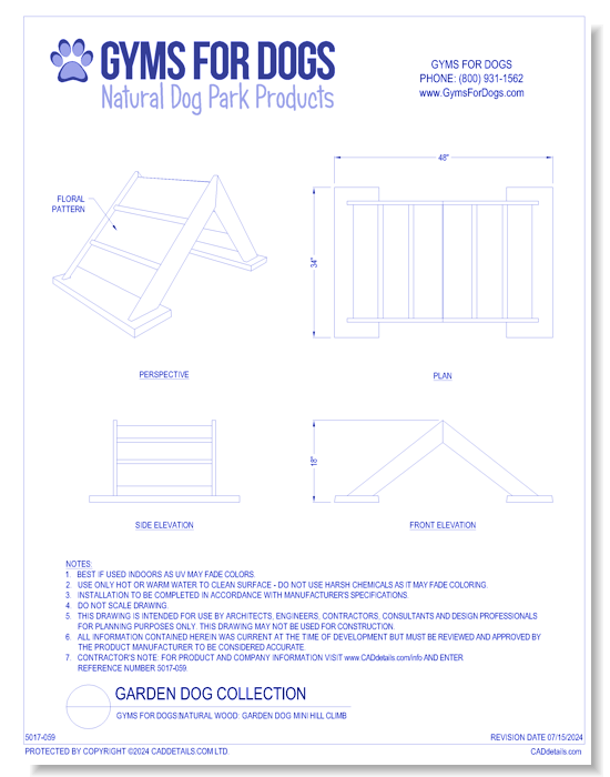 Gyms for Dogs™ Natural Wood: Garden Dog® Mini Hill Climb™