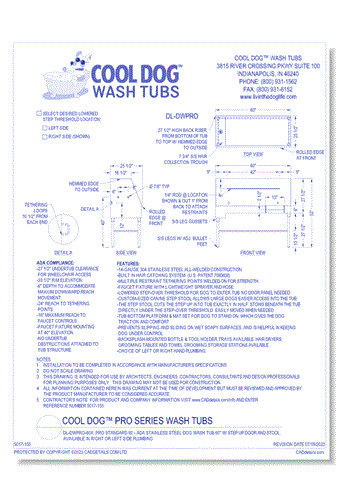 Doggie Wash Tub™ - DL-DWPRO: Pro Standard 60 - ADA Stainless Steel Dog Wash Tub 60" w/ Step Up Door and Stool