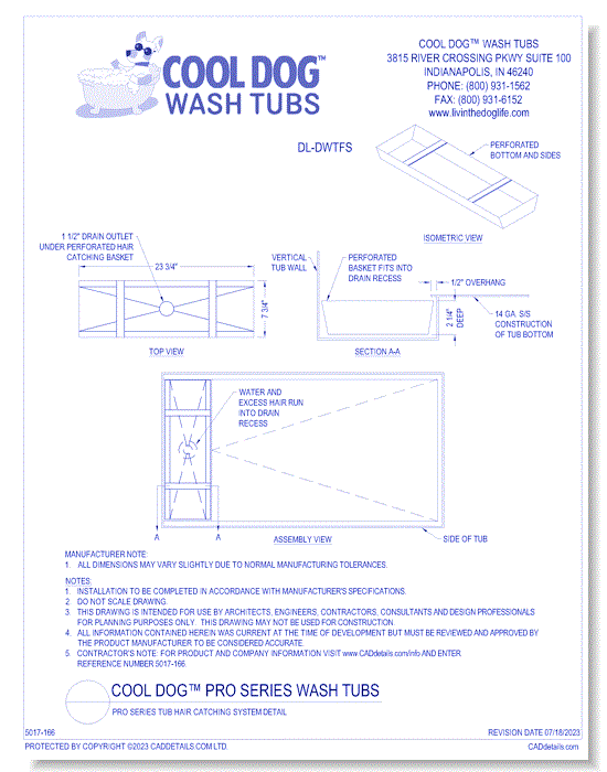 Cool Dog™ Wash Tubs - Pro Series Tub Hair Catching System Detail