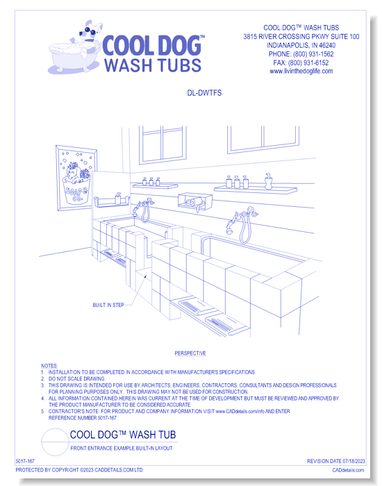Doggie Wash Tub™ - DL-DWTFS: Pro Architectural Series 60 - ADA Stainless Steel Dog Wash Tub Example Layout
