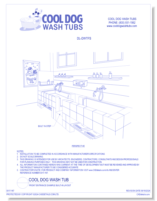 Doggie Wash Tub™ - DL-DWTFS: Pro Architectural Series 60 - ADA Stainless Steel Dog Wash Tub Example Layout