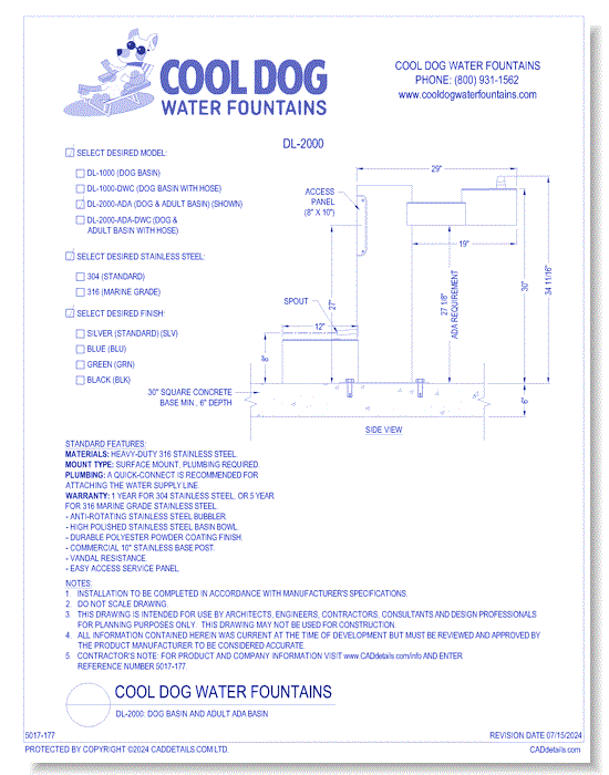 DL-2000: Dog Basin and Adult ADA Basin